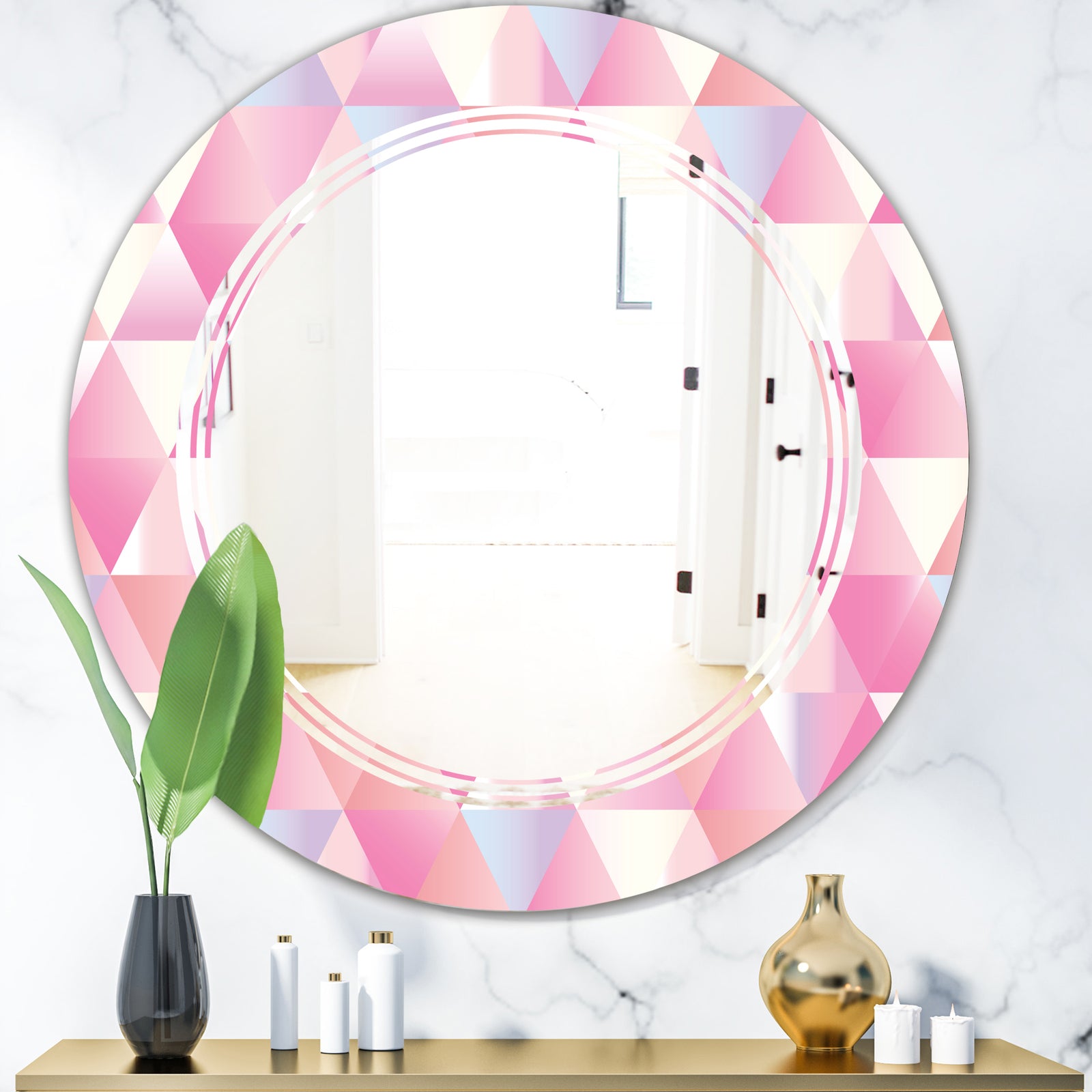 Diamond Retro VI - Modern Round or Oval Wall Mirror - Triple C