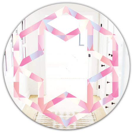 Diamond Retro VI - Modern Round or Oval Wall Mirror - Hexagon Star