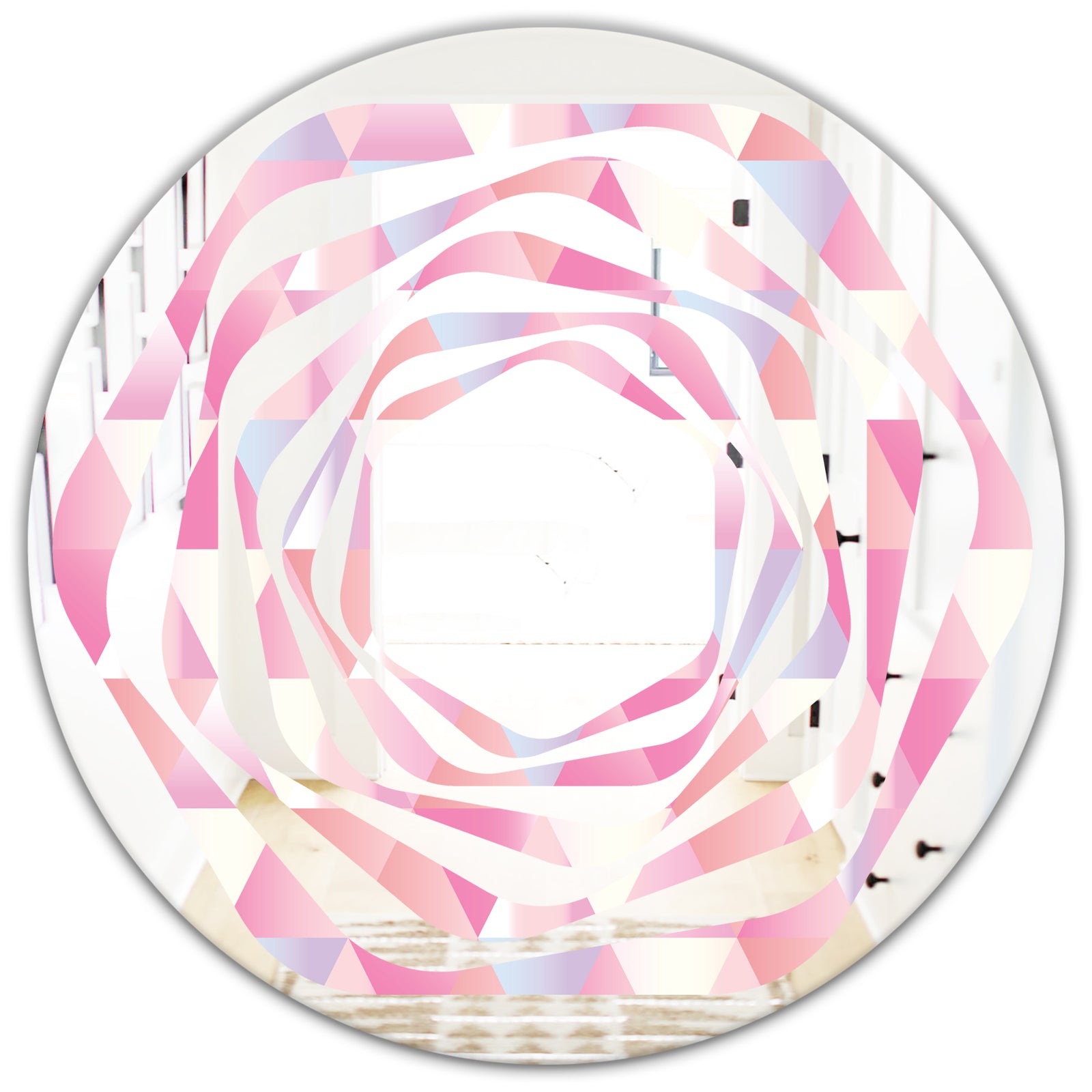 Diamond Retro VI - Modern Round or Oval Wall Mirror - Whirl