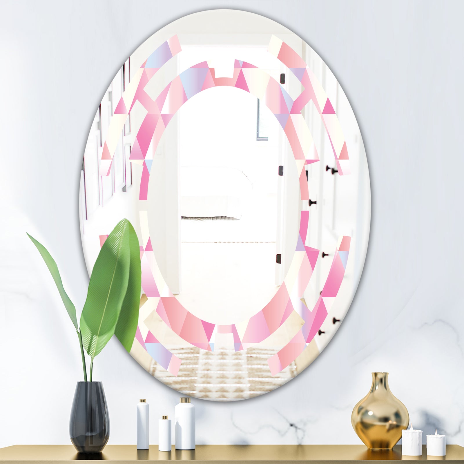 Diamond Retro VI - Modern Round or Oval Wall Mirror - Space