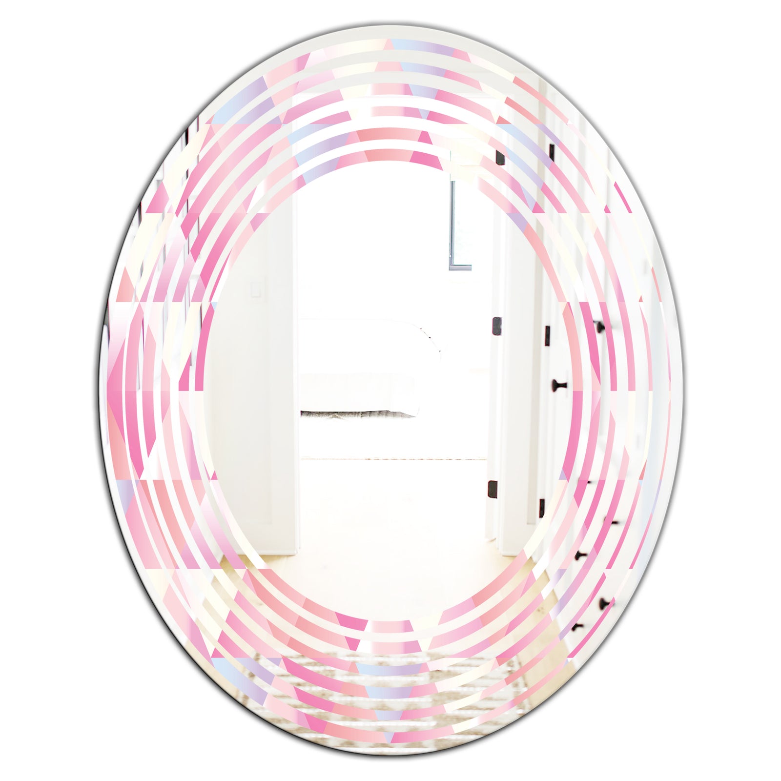 Diamond Retro VI - Modern Round or Oval Wall Mirror - Wave