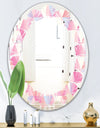 Diamond Retro VI - Modern Round or Oval Wall Mirror - Leaves