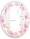 Diamond Retro VI - Modern Round or Oval Wall Mirror - Leaves