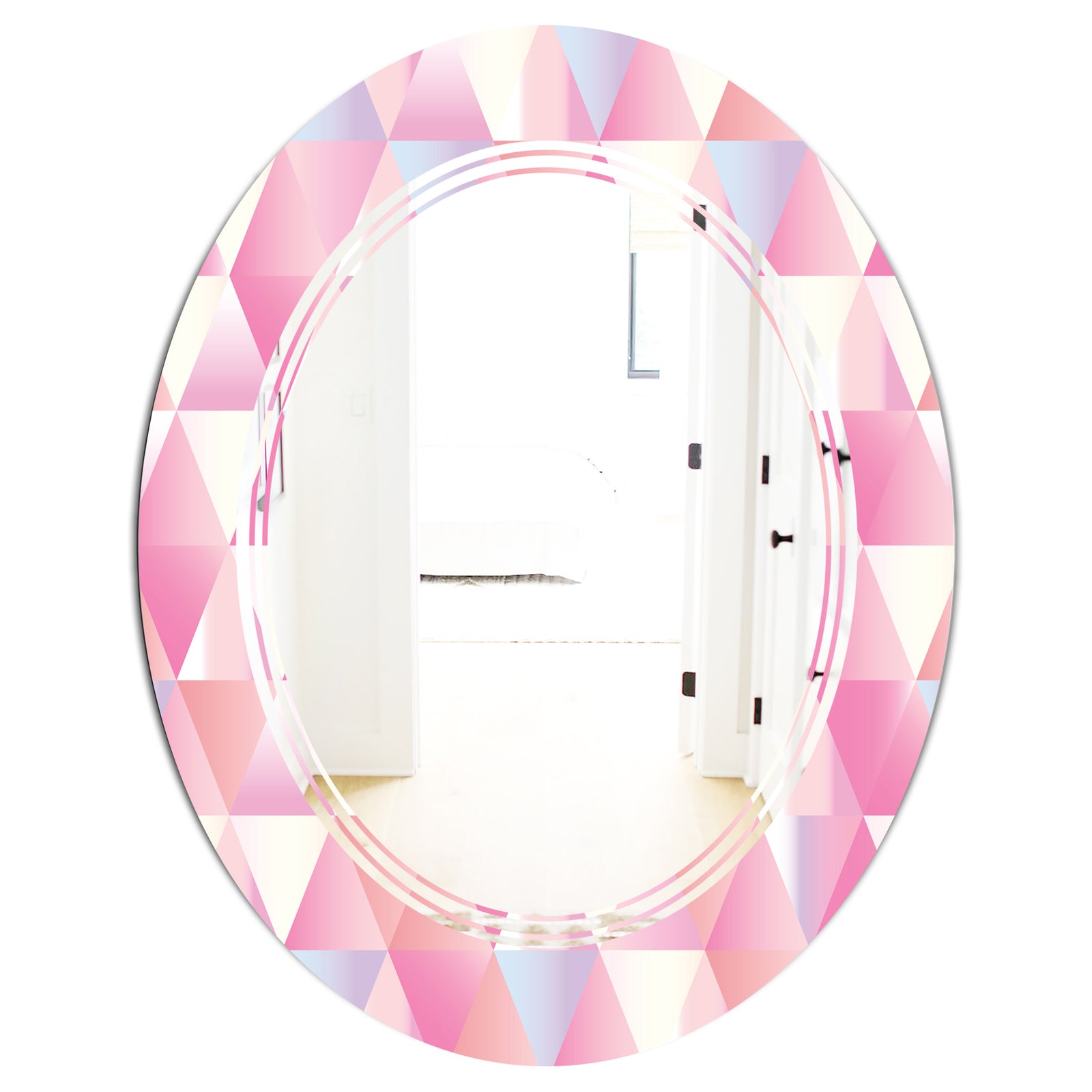Diamond Retro VI - Modern Round or Oval Wall Mirror - Triple C