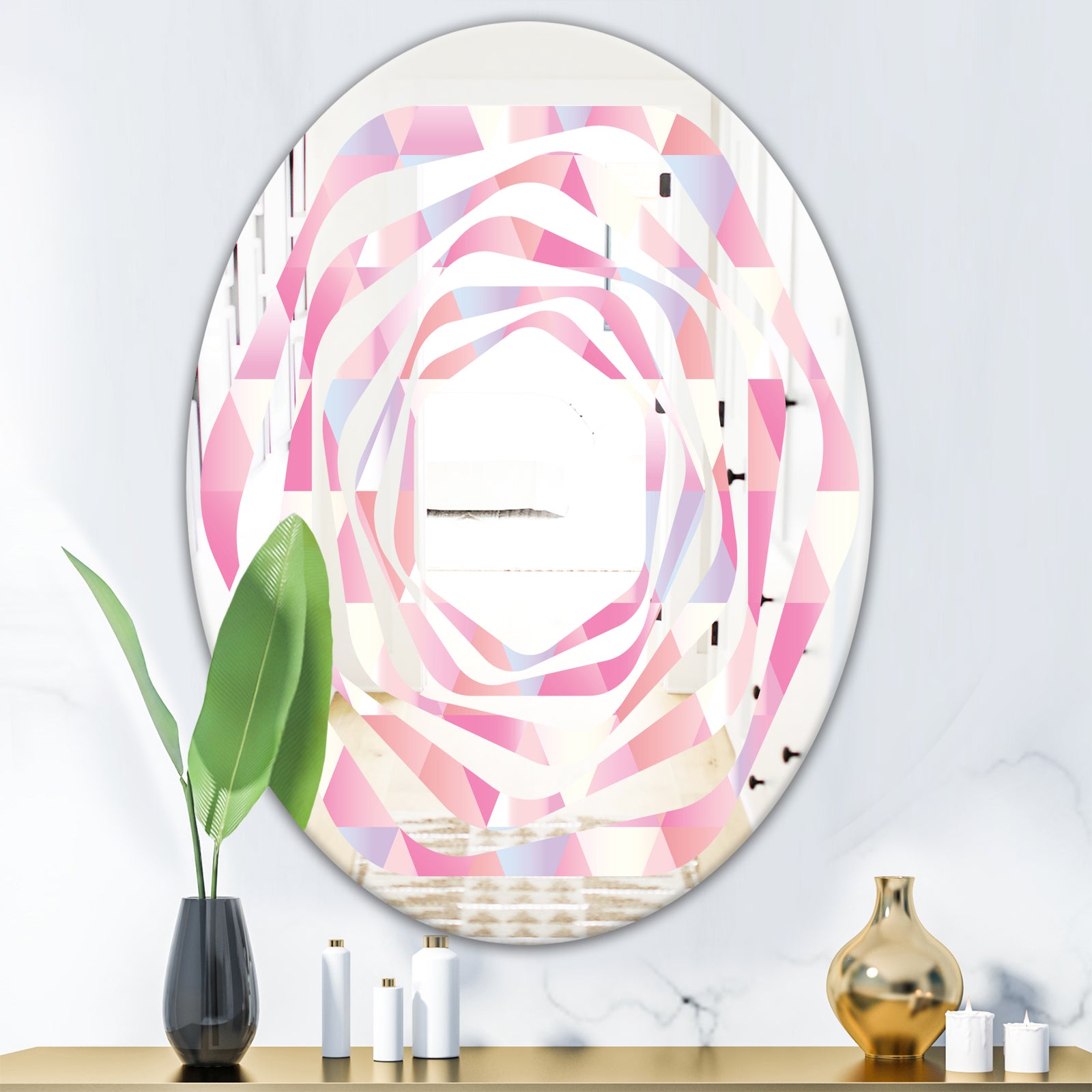 Diamond Retro VI - Modern Round or Oval Wall Mirror - Whirl