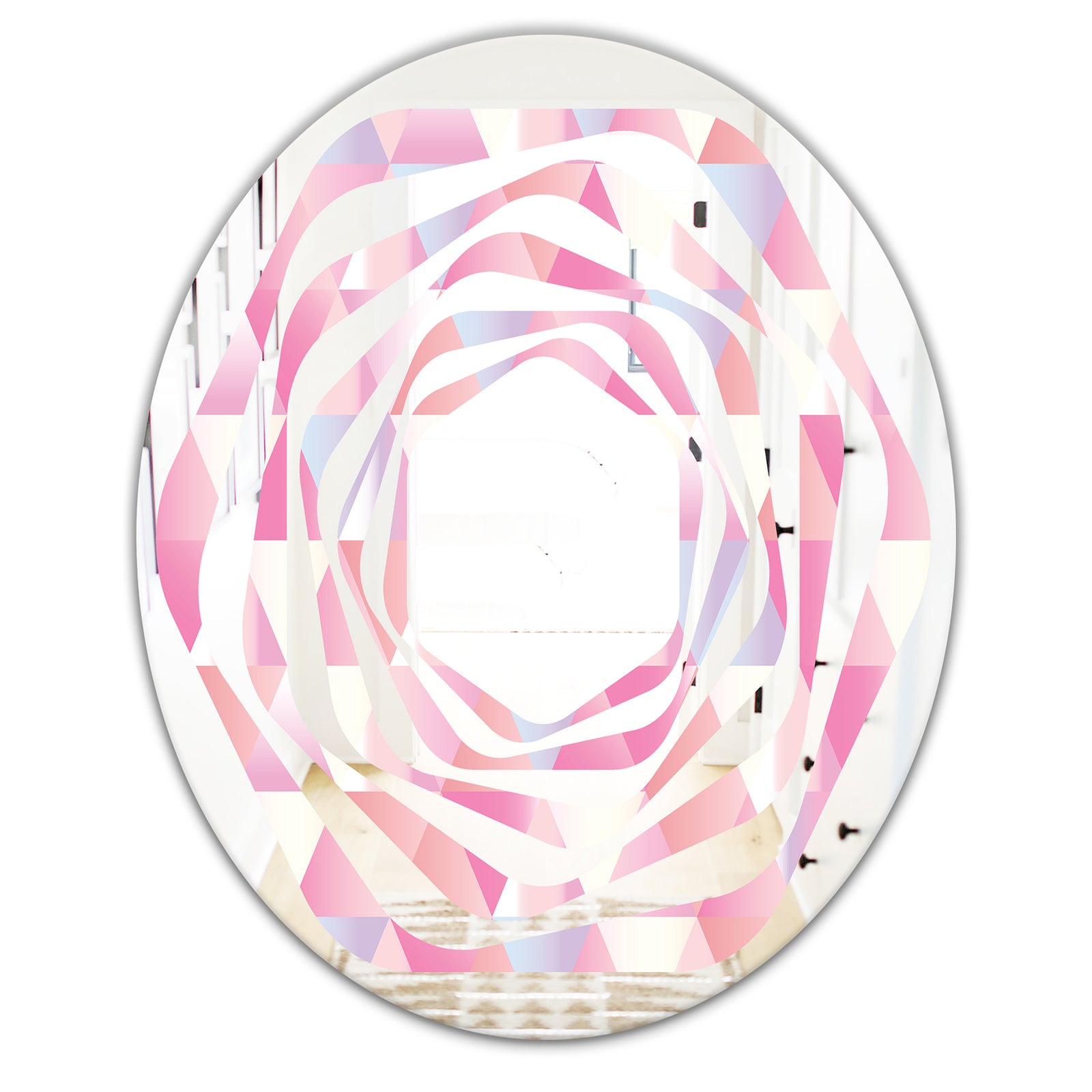 Diamond Retro VI - Modern Round or Oval Wall Mirror - Whirl