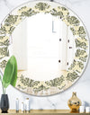 Abstract Design Retro Pattern III - Modern Round or Oval Wall Mirror - Leaves