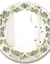 Abstract Design Retro Pattern III - Modern Round or Oval Wall Mirror - Leaves