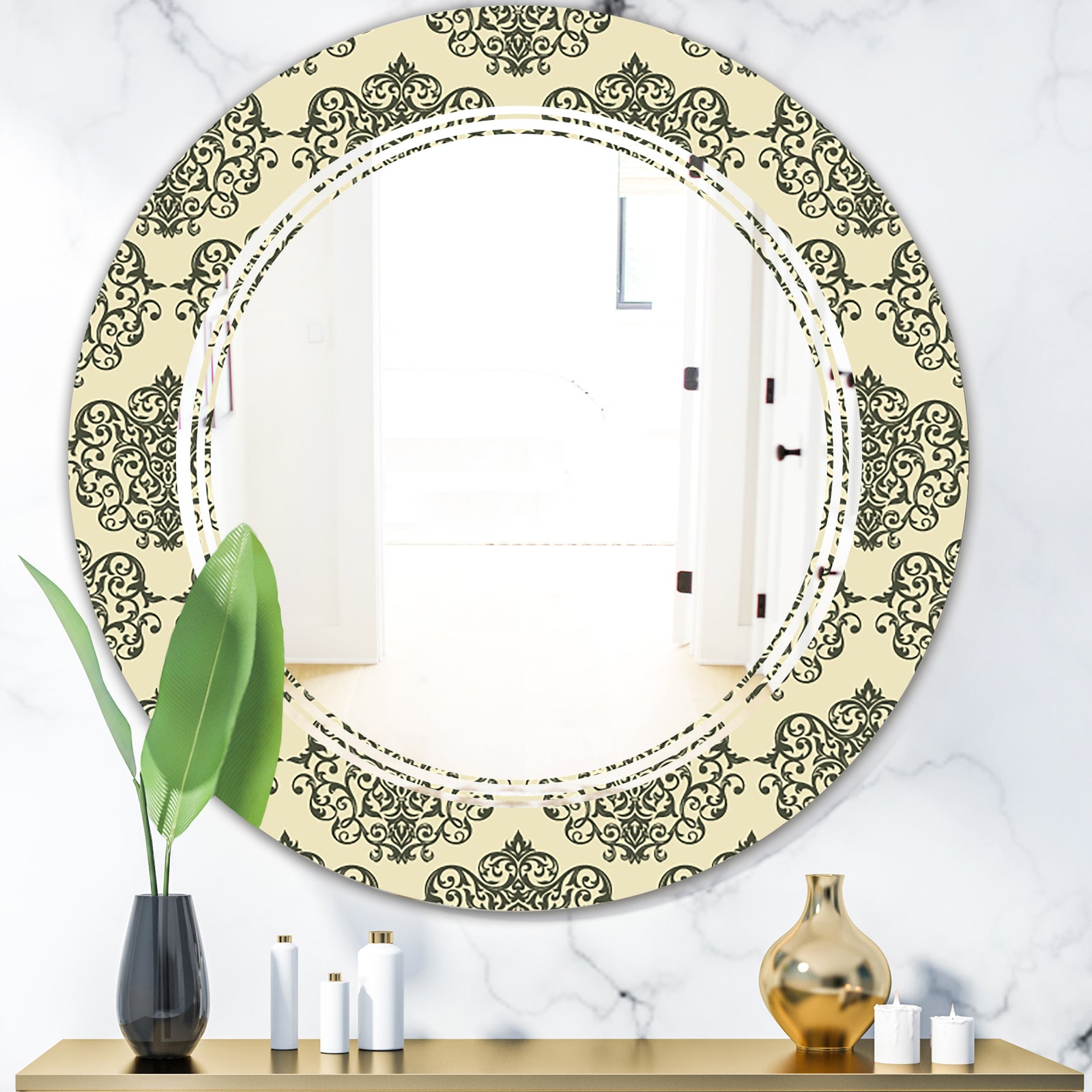 Abstract Design Retro Pattern III - Modern Round or Oval Wall Mirror - Triple C