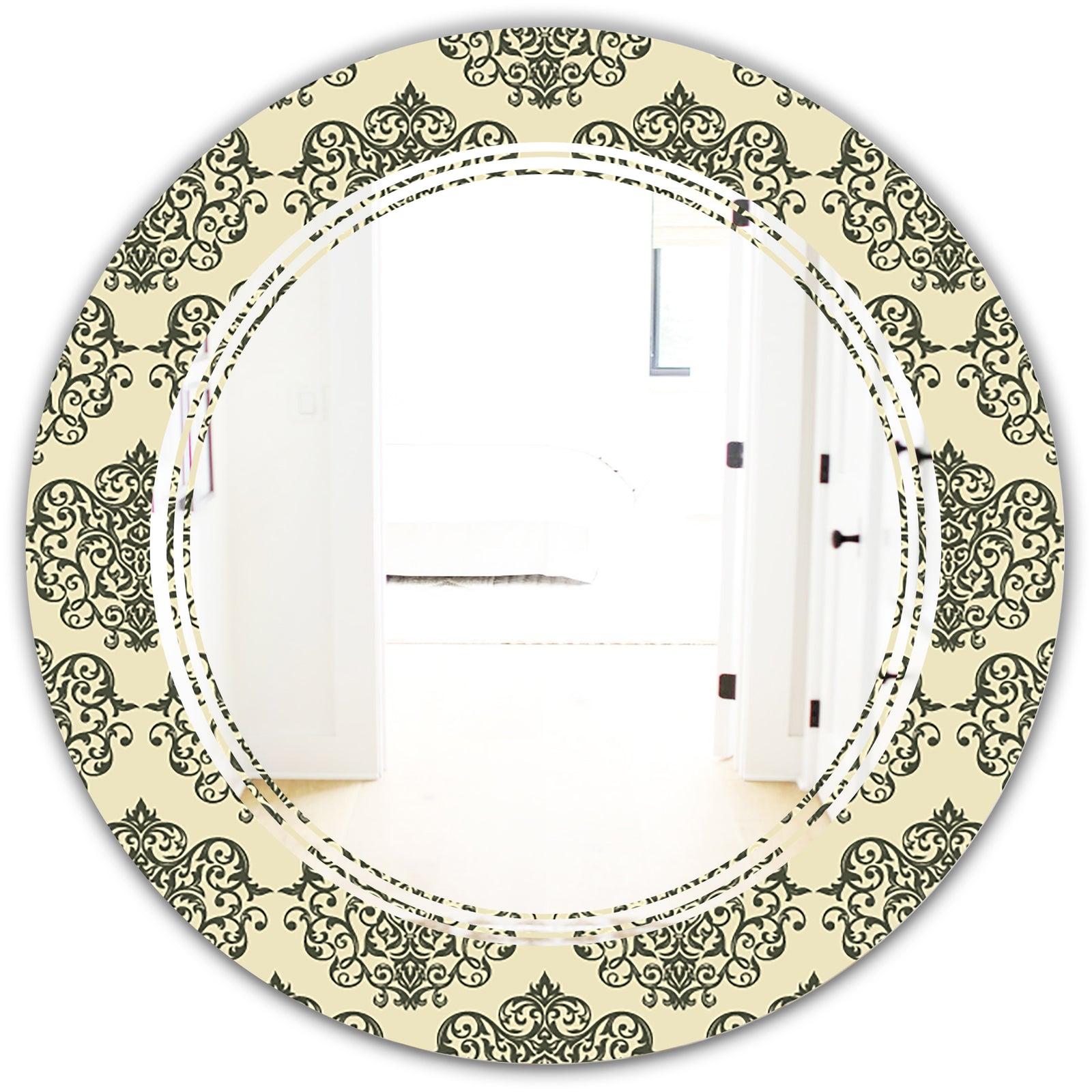 Abstract Design Retro Pattern III - Modern Round or Oval Wall Mirror - Triple C