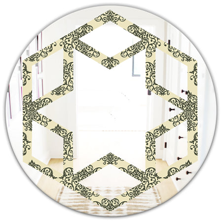 Abstract Design Retro Pattern III - Modern Round or Oval Wall Mirror - Hexagon Star