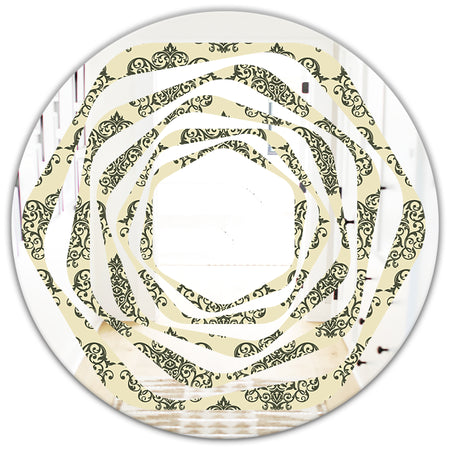 Abstract Design Retro Pattern III - Modern Round or Oval Wall Mirror - Whirl