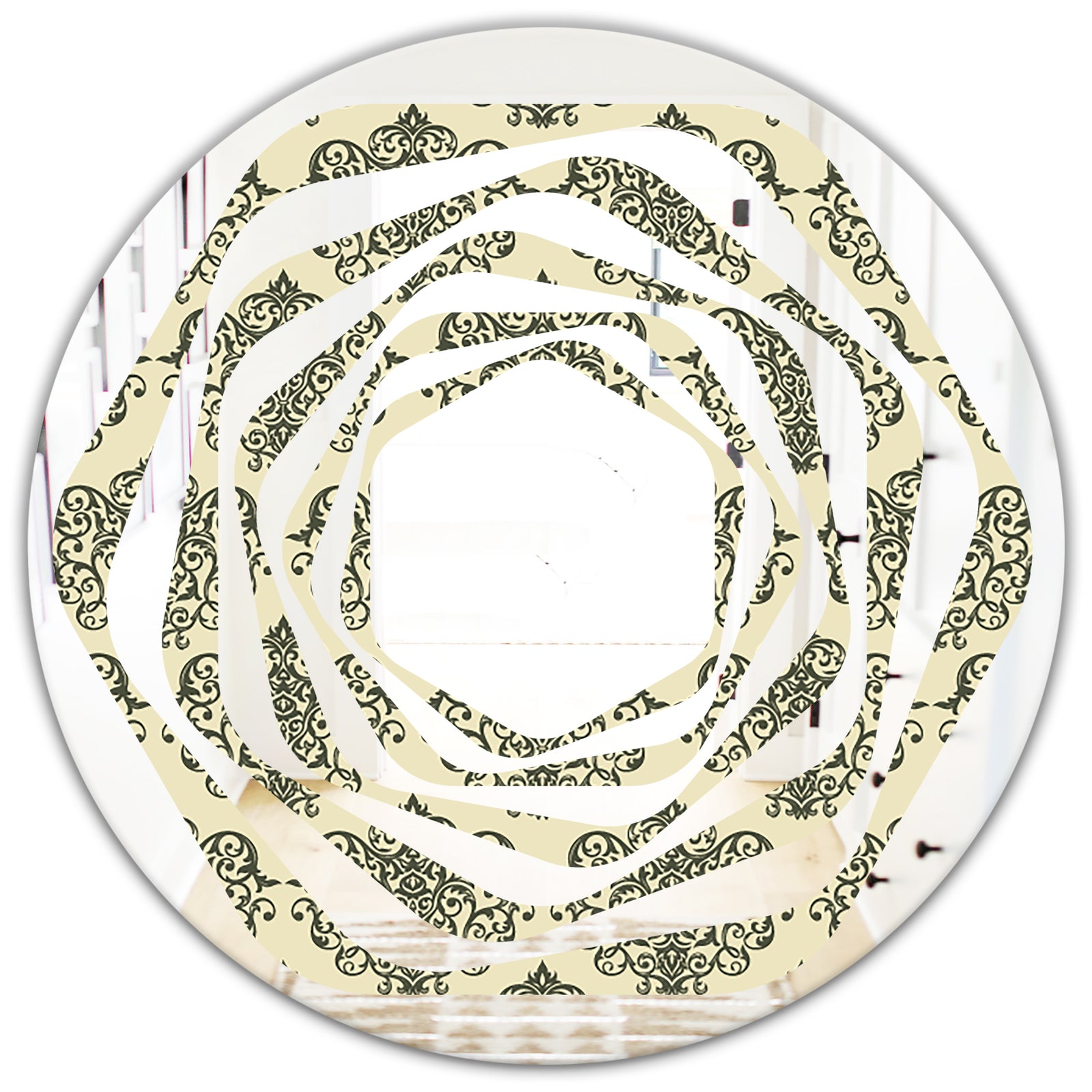 Abstract Design Retro Pattern III - Modern Round or Oval Wall Mirror - Whirl