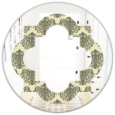 Abstract Design Retro Pattern III - Modern Round or Oval Wall Mirror - Quatrefoil