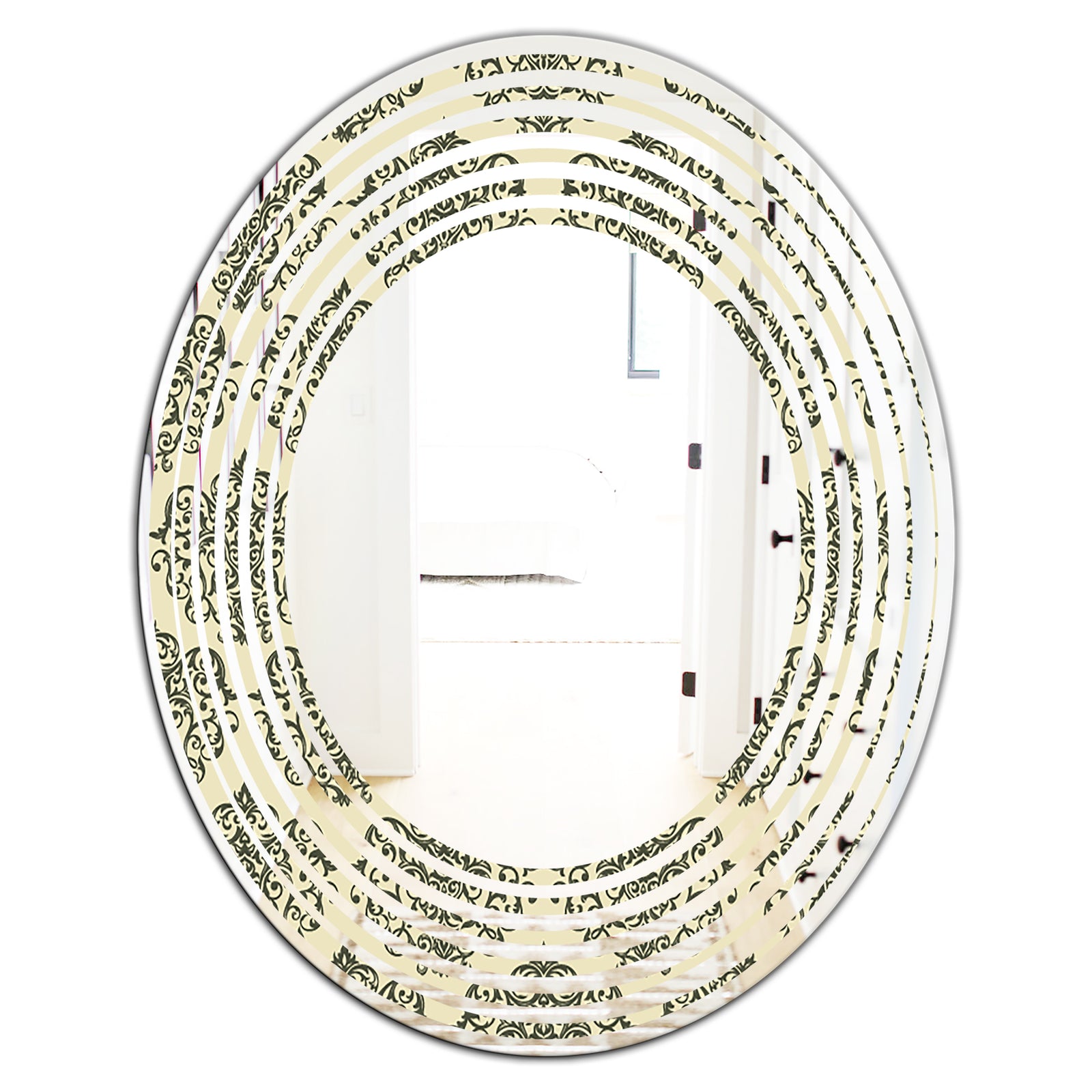 Abstract Design Retro Pattern III - Modern Round or Oval Wall Mirror - Wave