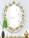 Abstract Design Retro Pattern III - Modern Round or Oval Wall Mirror - Leaves