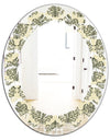Abstract Design Retro Pattern III - Modern Round or Oval Wall Mirror - Leaves