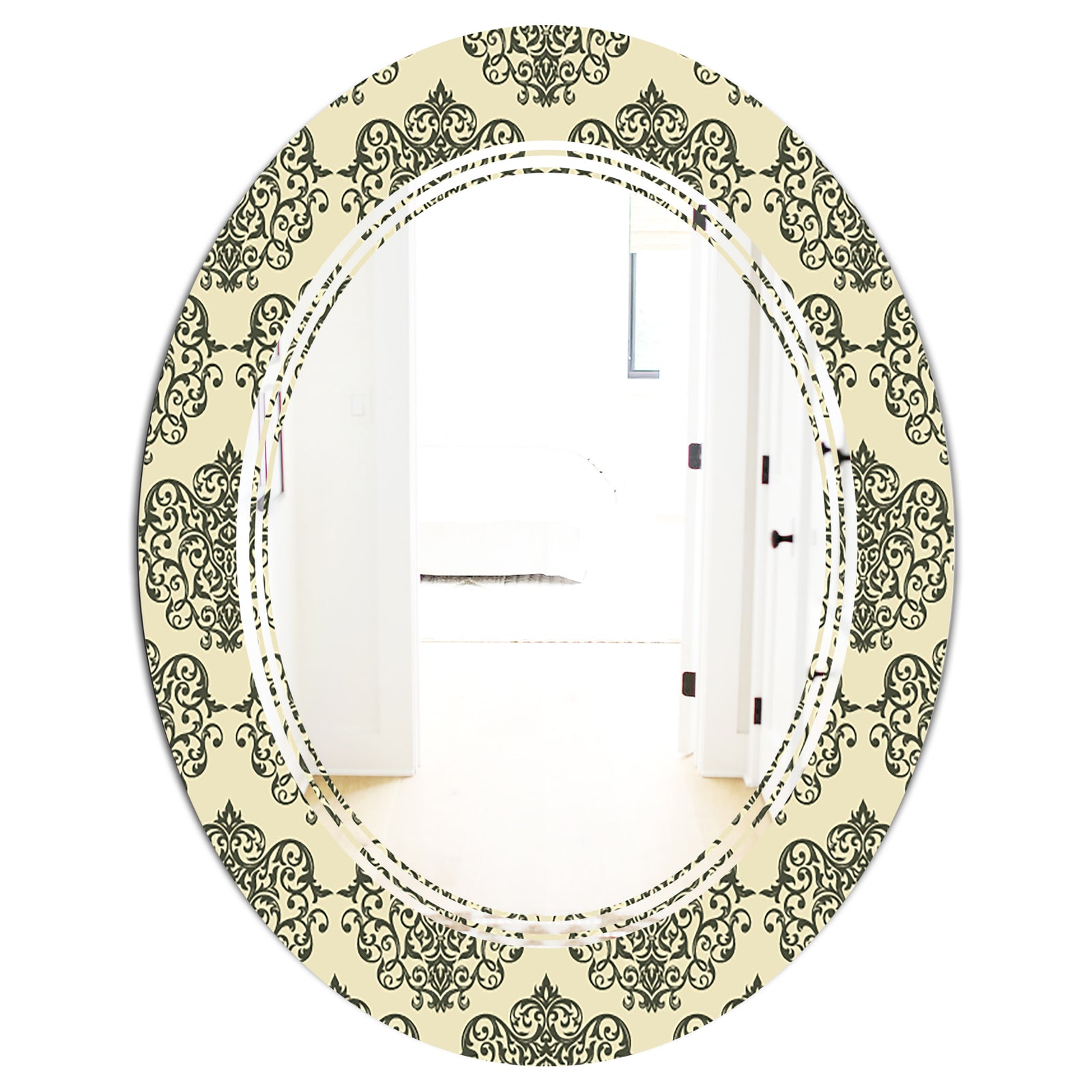 Abstract Design Retro Pattern III - Modern Round or Oval Wall Mirror - Triple C