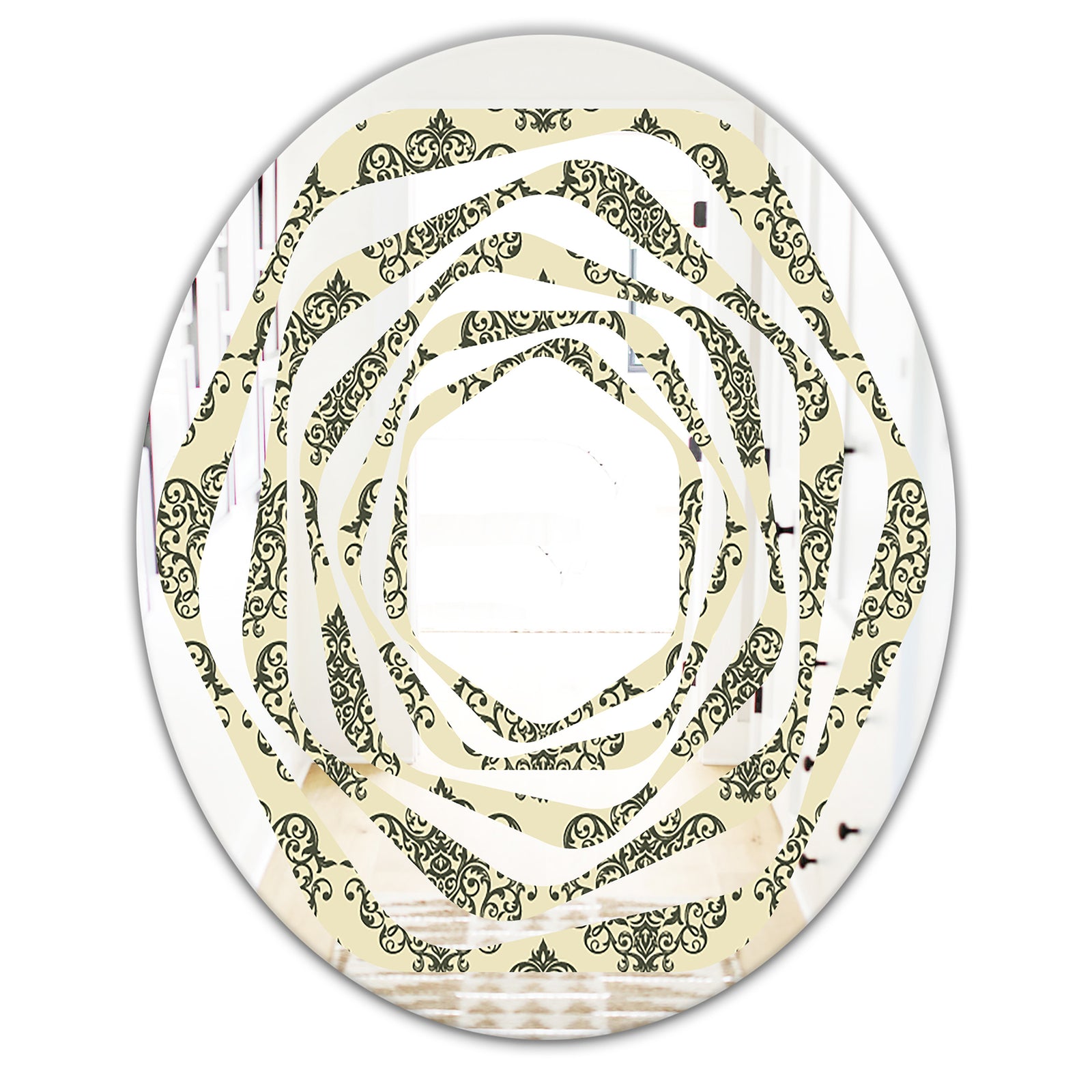 Abstract Design Retro Pattern III - Modern Round or Oval Wall Mirror - Whirl