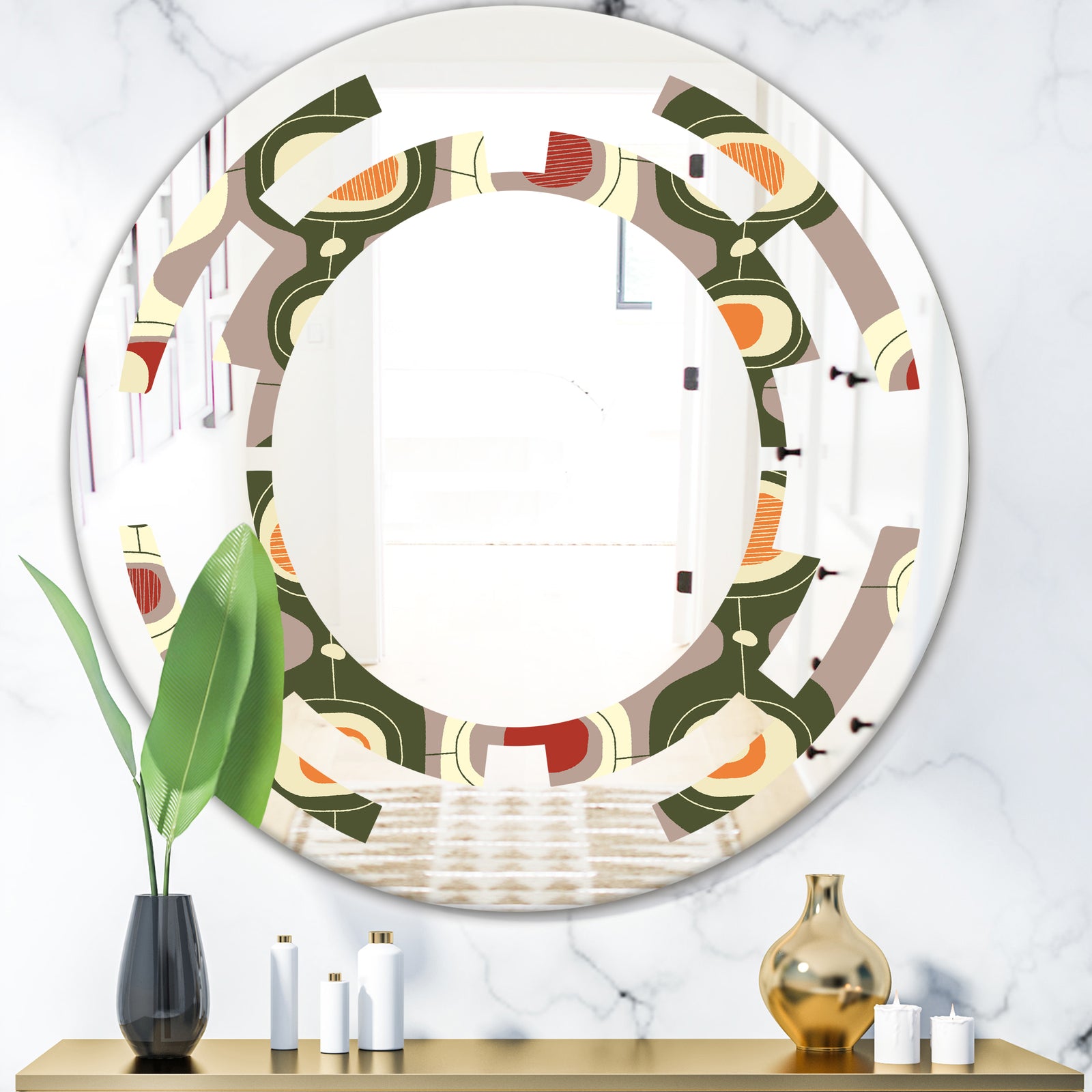 Retro Abstract Design X - Modern Round or Oval Wall Mirror - Space