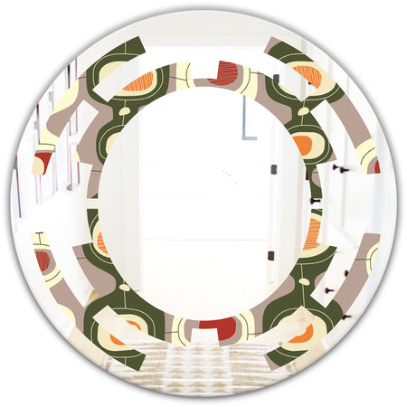 Retro Abstract Design X - Modern Round or Oval Wall Mirror - Space