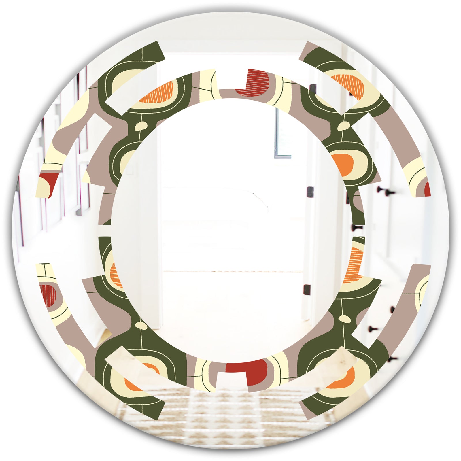 Retro Abstract Design X - Modern Round or Oval Wall Mirror - Space