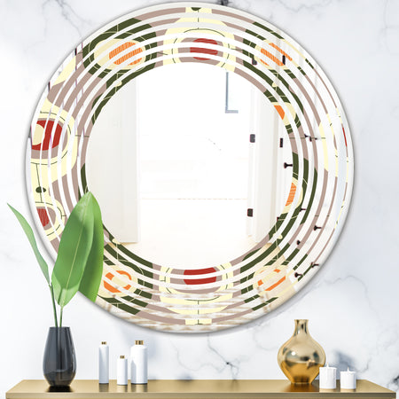 Retro Abstract Design X - Modern Round or Oval Wall Mirror - Wave