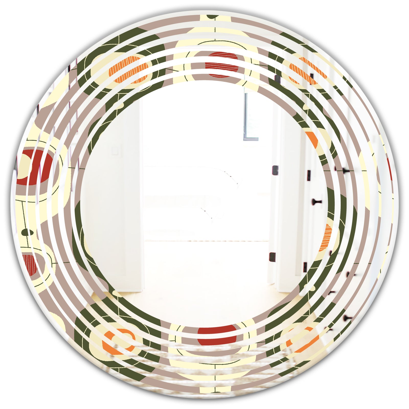 Retro Abstract Design X - Modern Round or Oval Wall Mirror - Wave