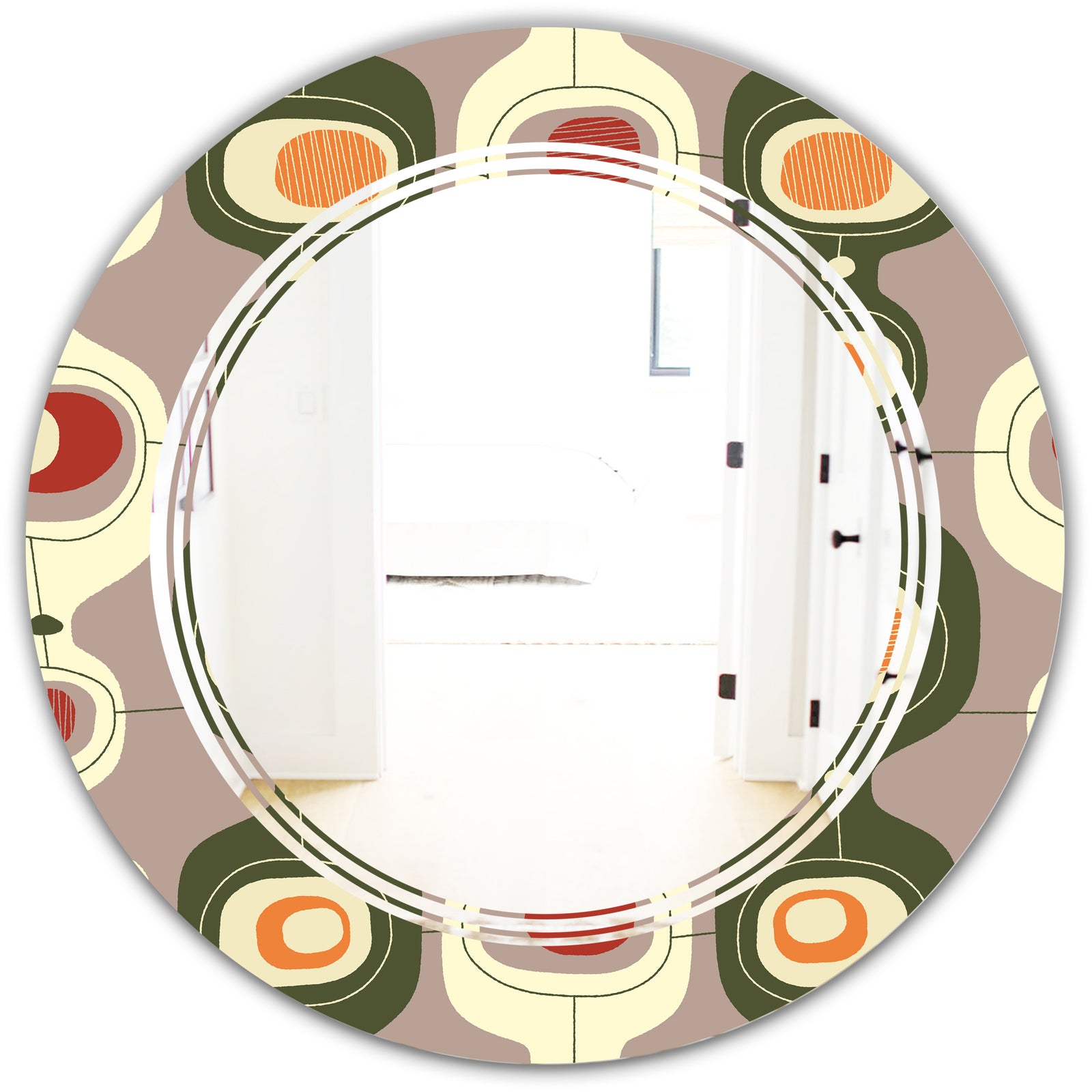 Retro Abstract Design X - Modern Round or Oval Wall Mirror - Triple C