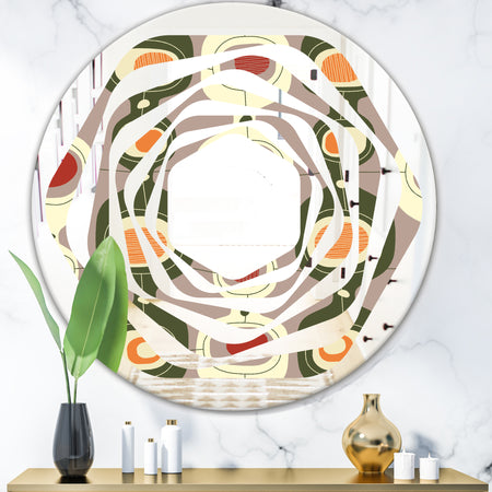 Retro Abstract Design X - Modern Round or Oval Wall Mirror - Whirl