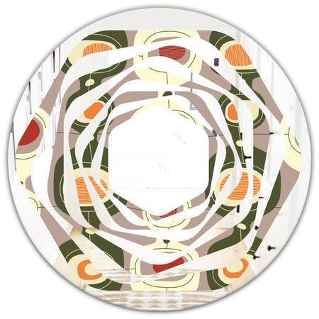 Retro Abstract Design X - Modern Round or Oval Wall Mirror - Whirl
