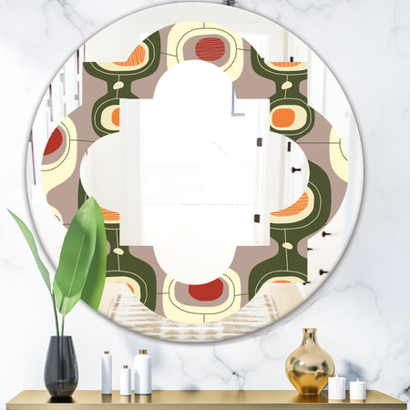 Retro Abstract Design X - Modern Round or Oval Wall Mirror - Quatrefoil