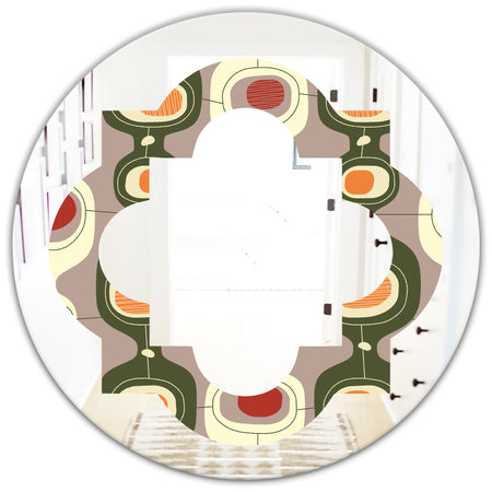 Retro Abstract Design X - Modern Round or Oval Wall Mirror - Quatrefoil