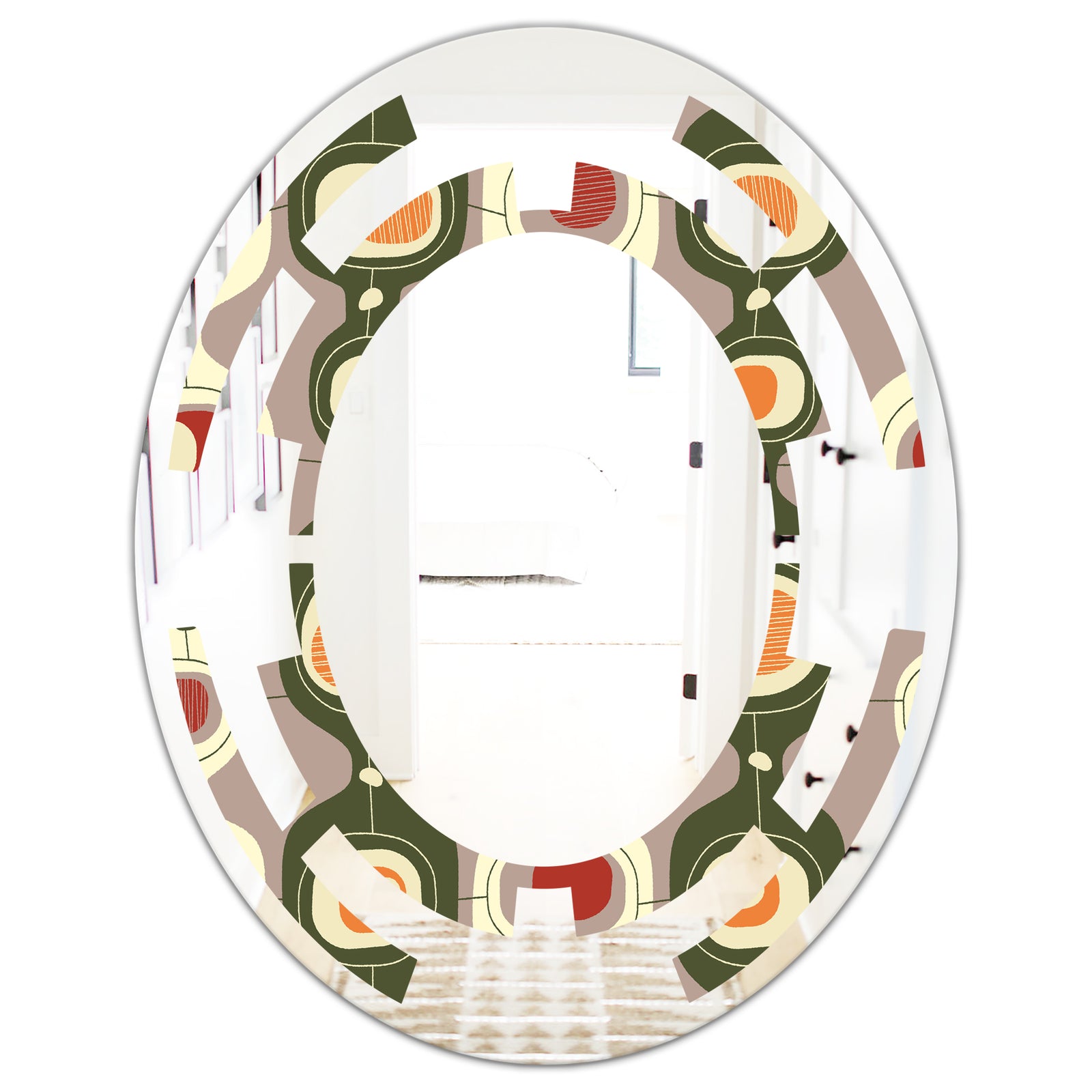 Retro Abstract Design X - Modern Round or Oval Wall Mirror - Space