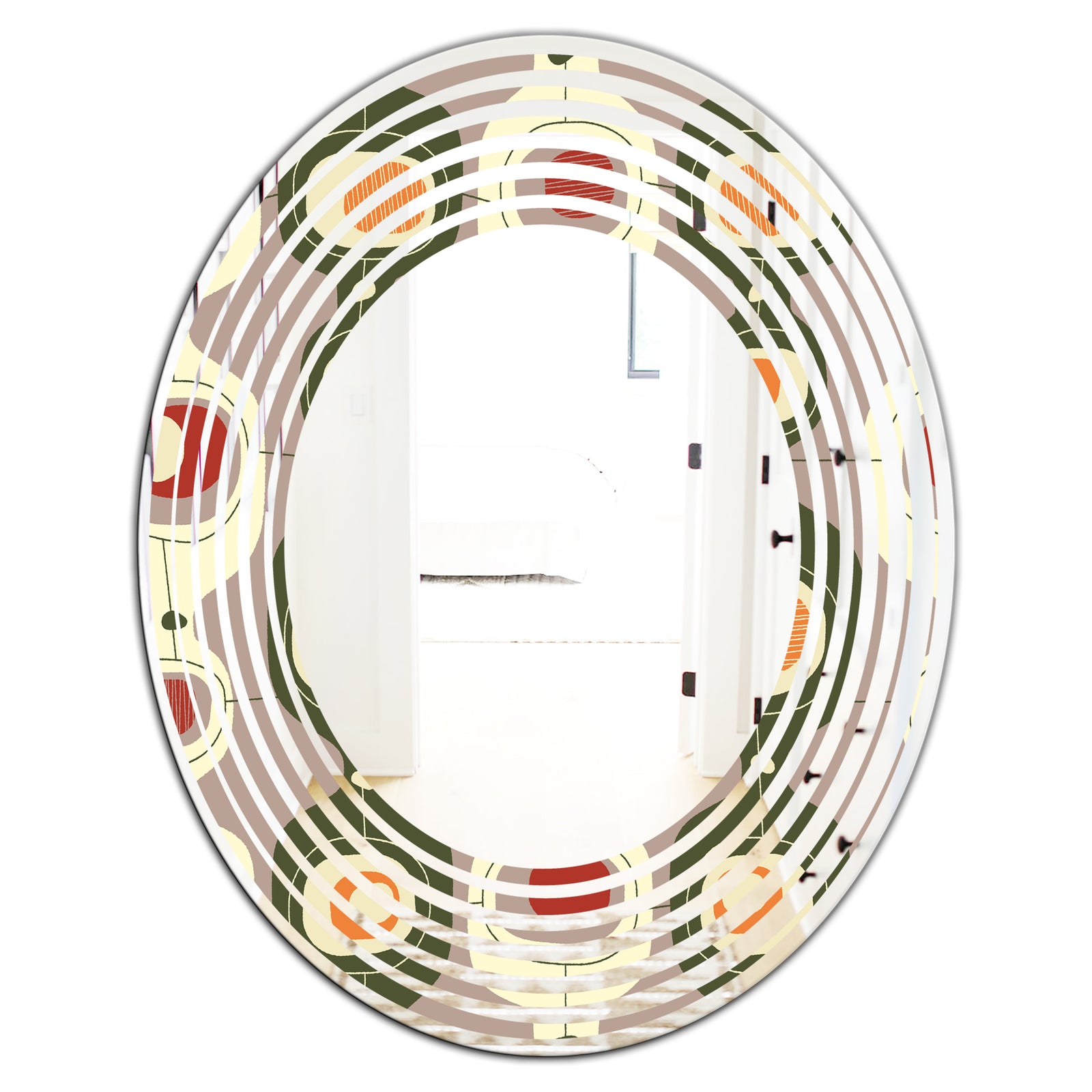 Retro Abstract Design X - Modern Round or Oval Wall Mirror - Wave