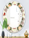 Retro Abstract Design X - Modern Round or Oval Wall Mirror - Leaves