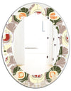 Retro Abstract Design X - Modern Round or Oval Wall Mirror - Leaves