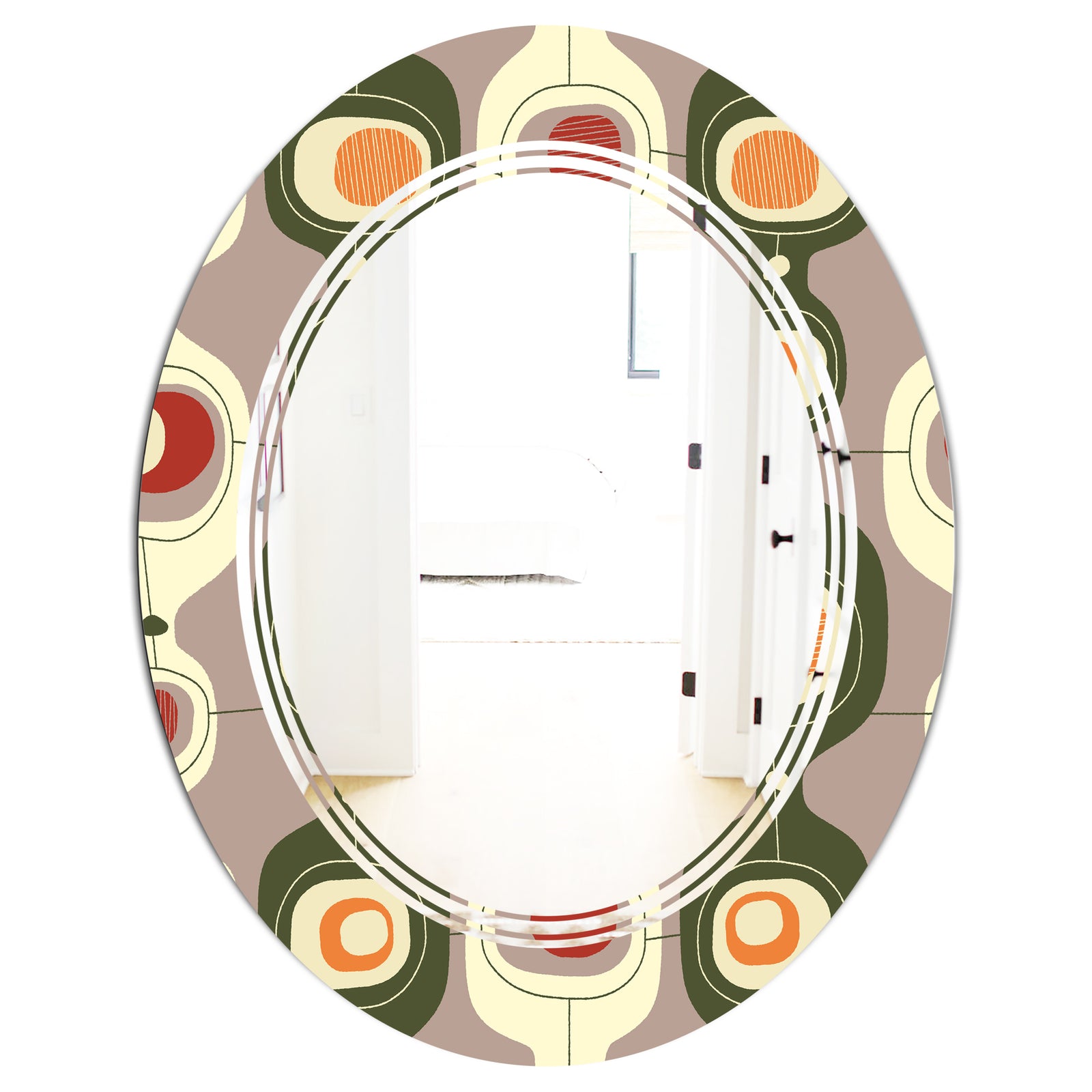 Retro Abstract Design X - Modern Round or Oval Wall Mirror - Triple C