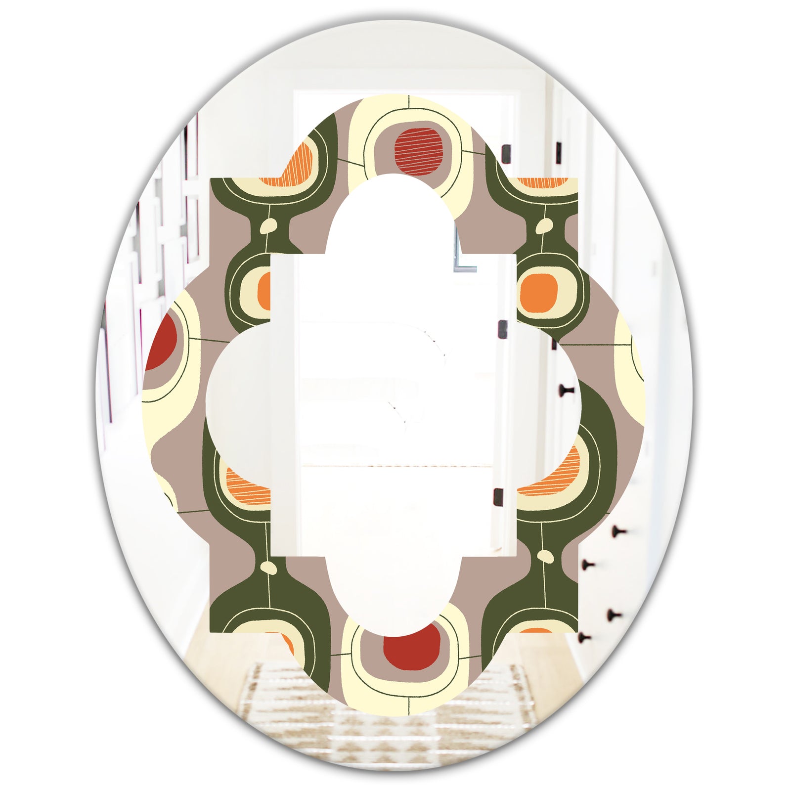 Retro Abstract Design X - Modern Round or Oval Wall Mirror - Quatrefoil