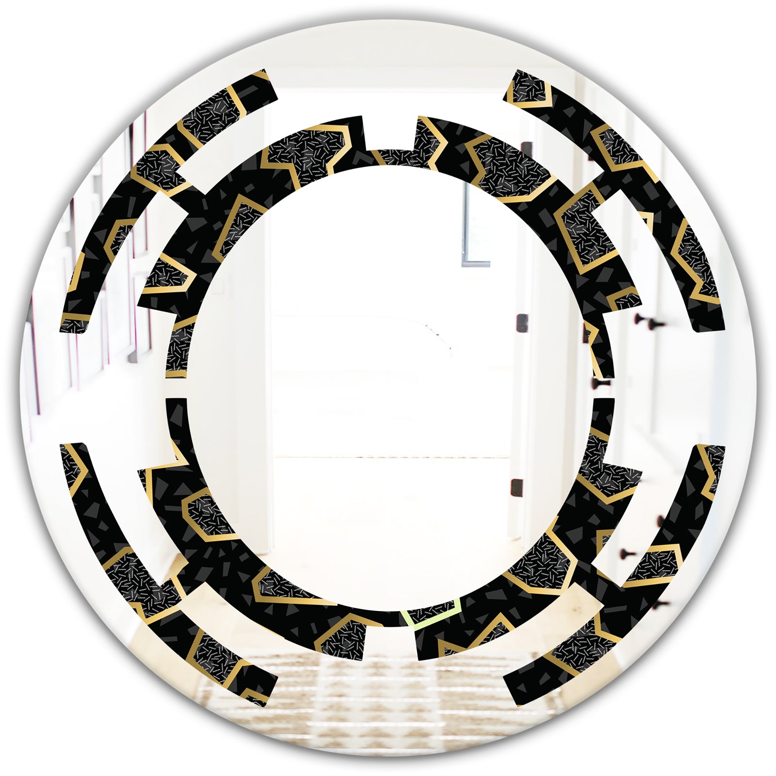 Gold Retro 80s - Modern Round or Oval Wall Mirror - Space