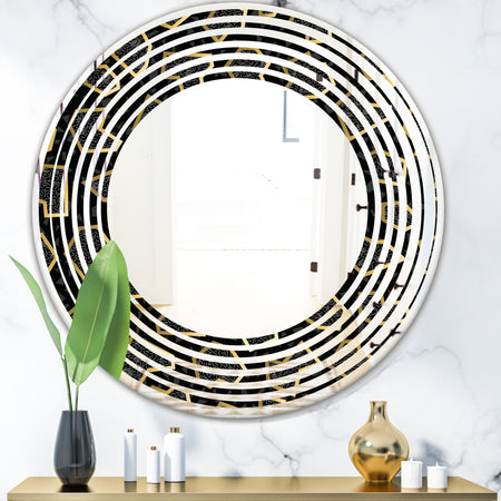 Gold Retro 80s - Modern Round or Oval Wall Mirror - Wave
