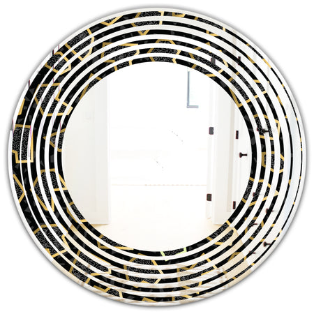 Gold Retro 80s - Modern Round or Oval Wall Mirror - Wave