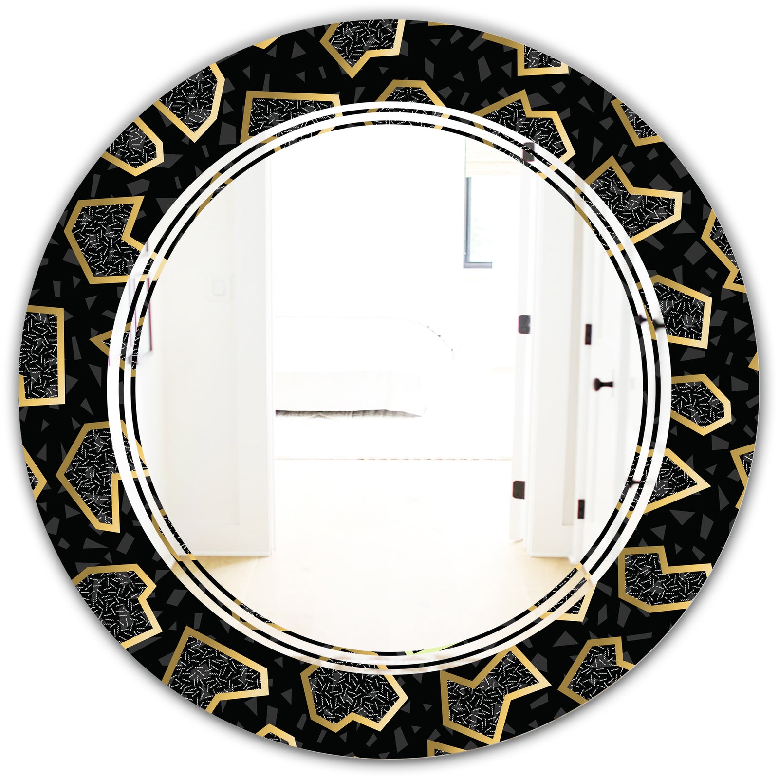 Gold Retro 80s - Modern Round or Oval Wall Mirror - Triple C