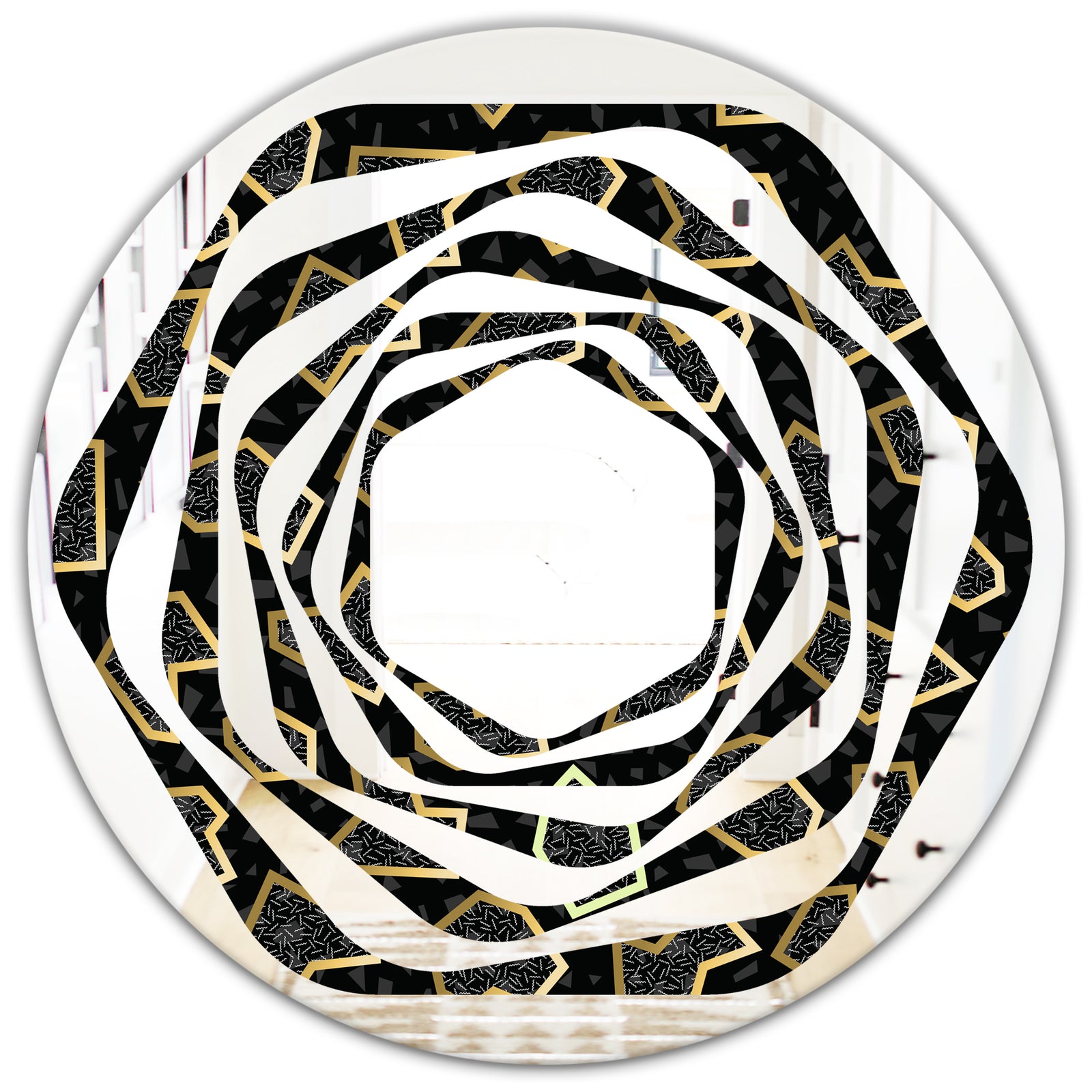 Gold Retro 80s - Modern Round or Oval Wall Mirror - Whirl