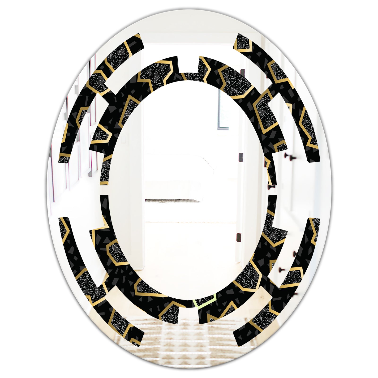 Gold Retro 80s - Modern Round or Oval Wall Mirror - Space