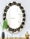 Gold Retro 80s - Modern Round or Oval Wall Mirror - Leaves