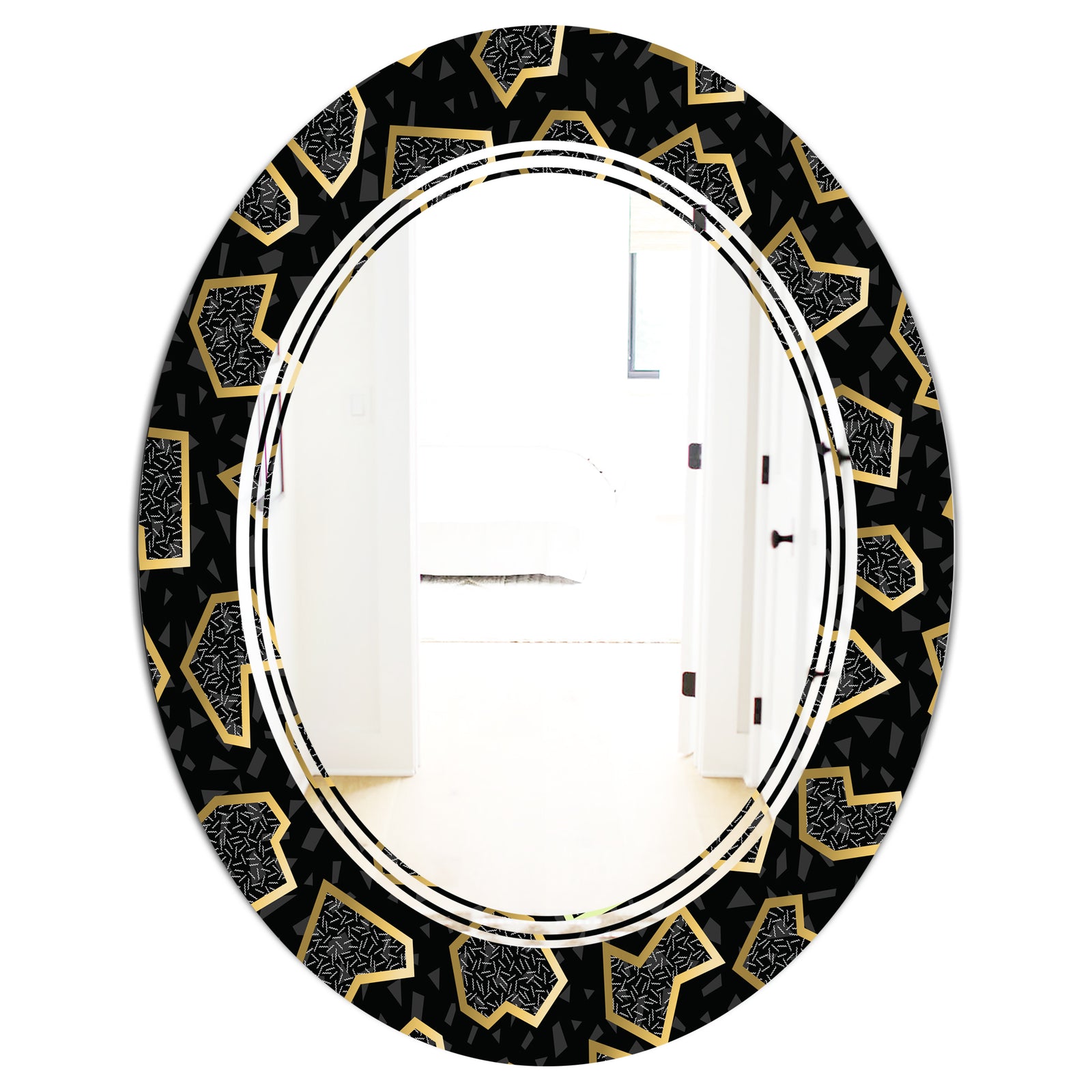 Gold Retro 80s - Modern Round or Oval Wall Mirror - Triple C