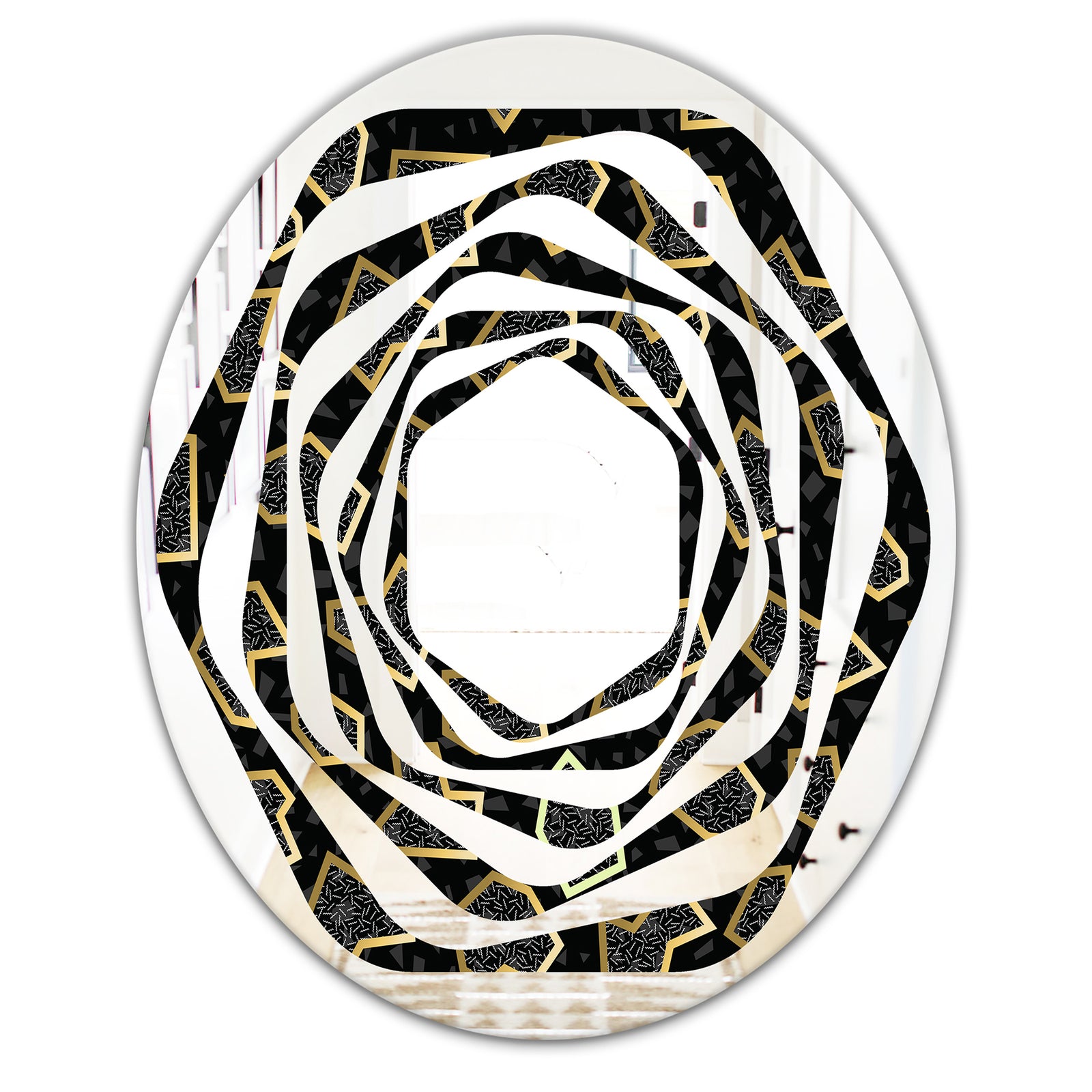 Gold Retro 80s - Modern Round or Oval Wall Mirror - Whirl