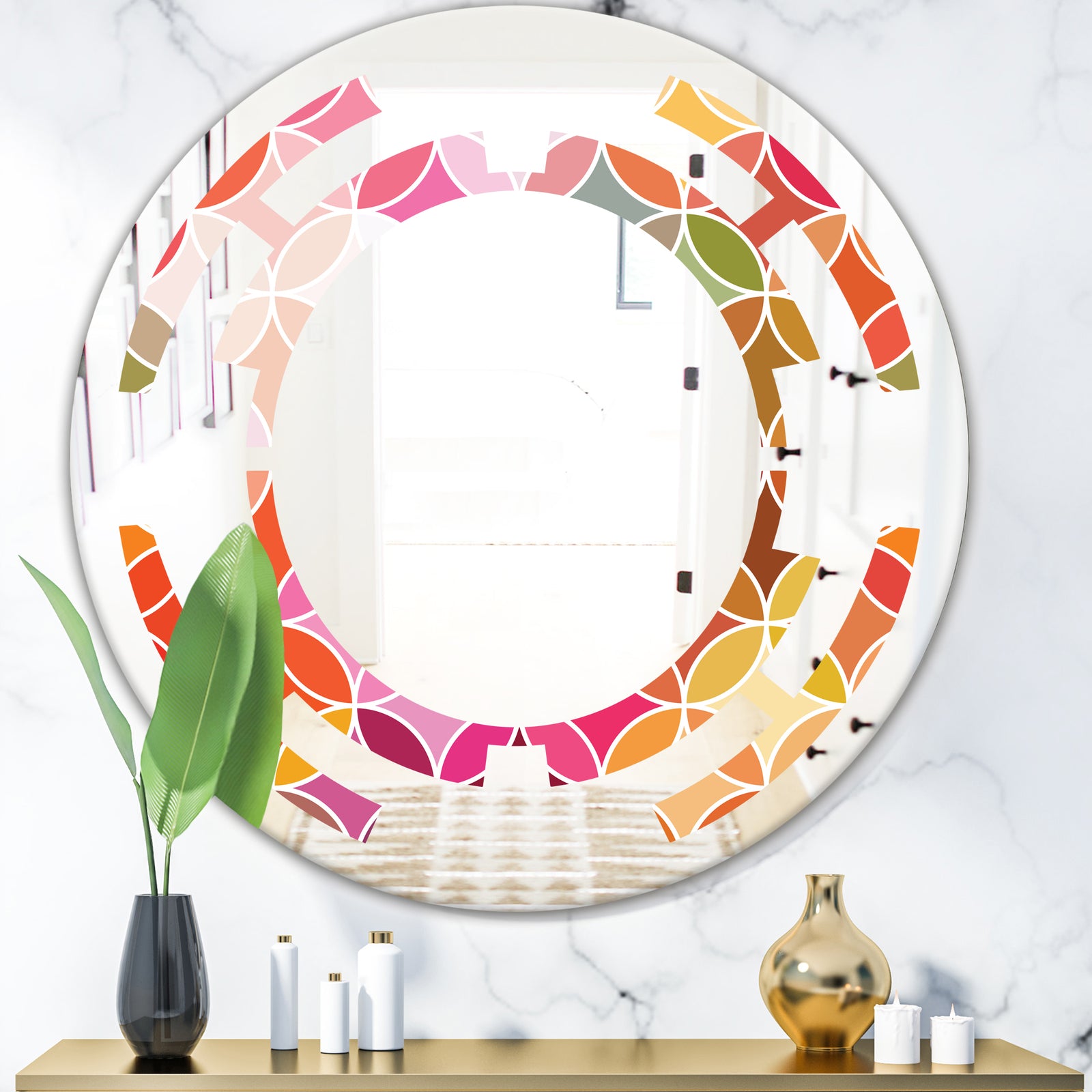 Geometrical Retro Design II - Modern Round or Oval Wall Mirror - Space