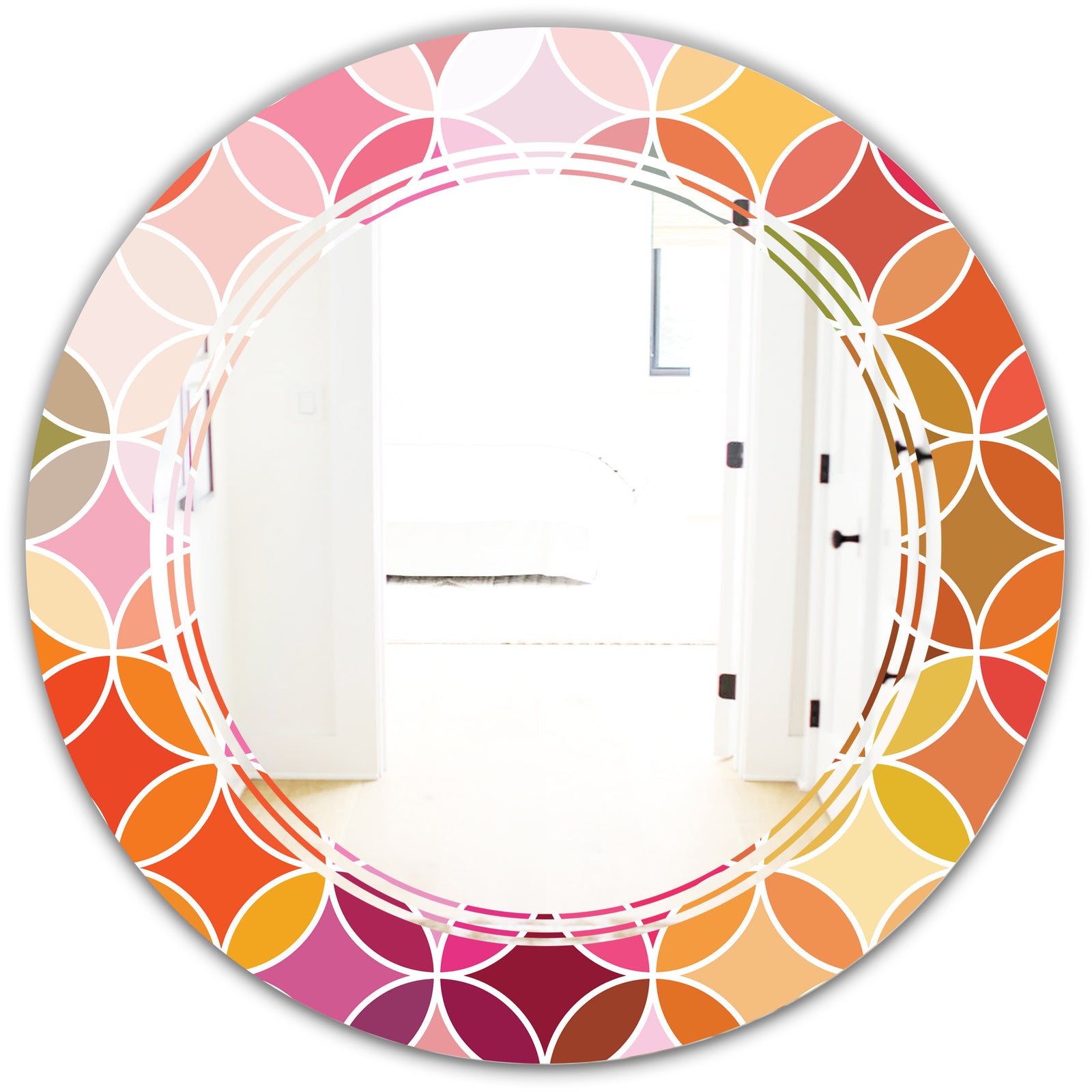 Geometrical Retro Design II - Modern Round or Oval Wall Mirror - Triple C